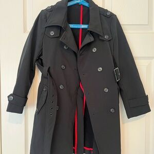 NICHOLAS Black Trench Coat with Red Accents